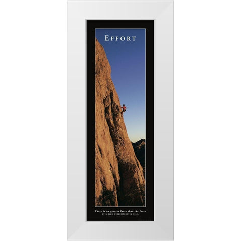 Effort - Rock Climber White Modern Wood Framed Art Print by Frontline