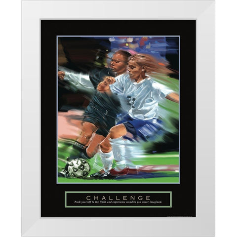 Challenge - Soccer White Modern Wood Framed Art Print by Frontline