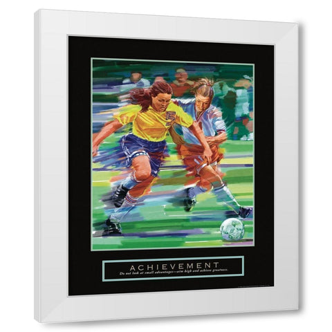 Achievement - Girl Soccer White Modern Wood Framed Art Print by Frontline