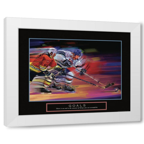 Goals - Hockey White Modern Wood Framed Art Print by Frontline