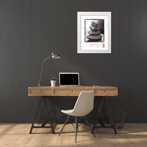 Balance - Rocks White Modern Wood Framed Art Print by Frontline