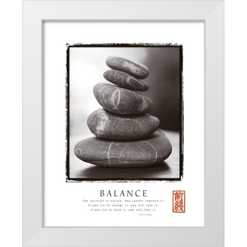 Balance - Rocks White Modern Wood Framed Art Print by Frontline