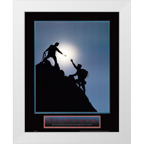 Teamwork - Climbers White Modern Wood Framed Art Print by Unknown