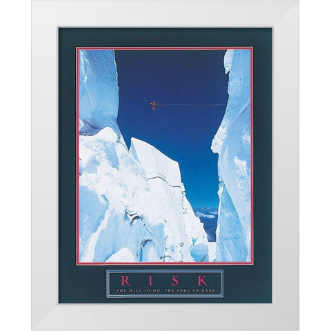 Climber - Risk White Modern Wood Framed Art Print by Unknown