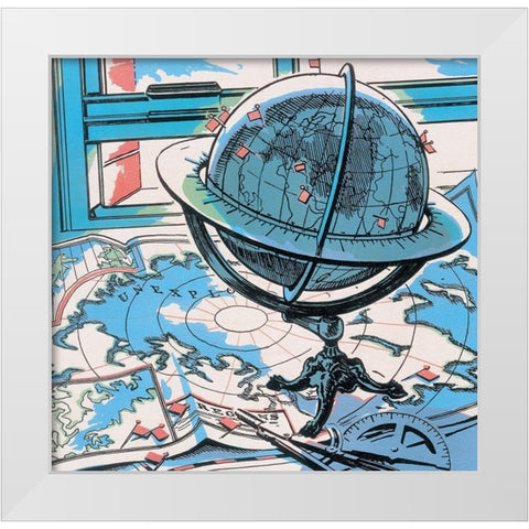 Globe Master White Modern Wood Framed Art Print by Unknown