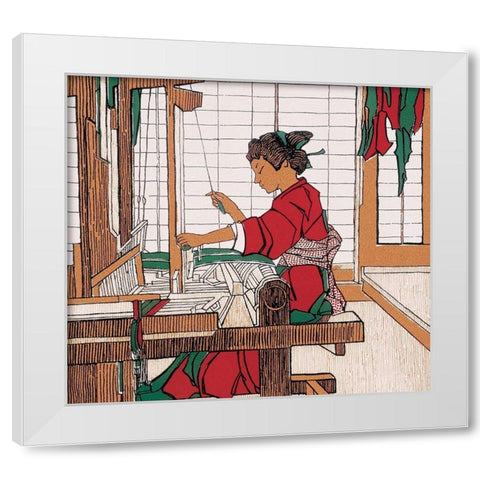 Loom in Japan White Modern Wood Framed Art Print by Unknown
