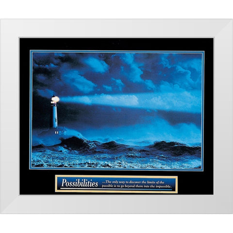 Lighthouse - Possibilities White Modern Wood Framed Art Print by Unknown