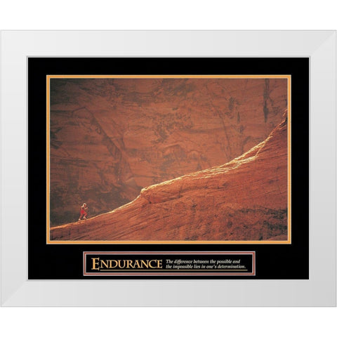 Endurance - Red Rocks Climb White Modern Wood Framed Art Print by Unknown