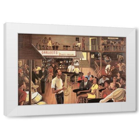 Jazz Cellar White Modern Wood Framed Art Print by Unknown