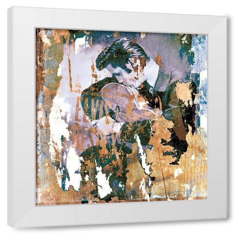Elvis Kiss White Modern Wood Framed Art Print by Unknown