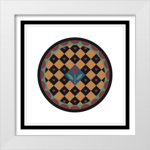 Hex Flowers White Modern Wood Framed Art Print by Unknown