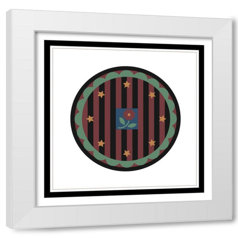 Floral Stamp White Modern Wood Framed Art Print by Unknown