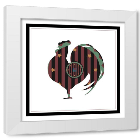 Hex Rooster White Modern Wood Framed Art Print by Unknown