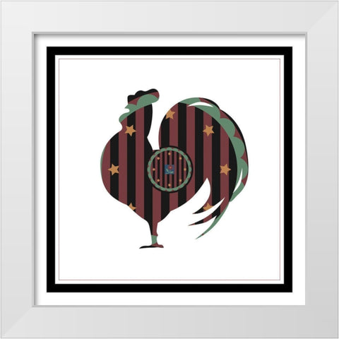 Hex Rooster White Modern Wood Framed Art Print by Unknown