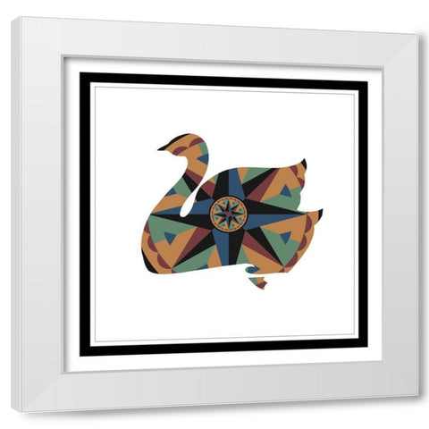 Hex Swan White Modern Wood Framed Art Print by Unknown