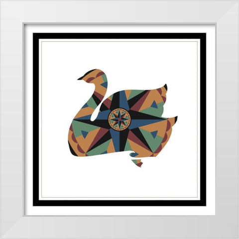 Hex Swan White Modern Wood Framed Art Print by Unknown