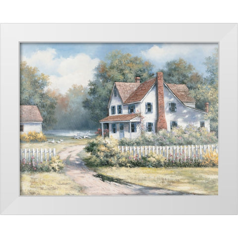 Farm House White Modern Wood Framed Art Print by Unknown