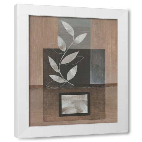 Metallic Leaves I White Modern Wood Framed Art Print by Jugeat