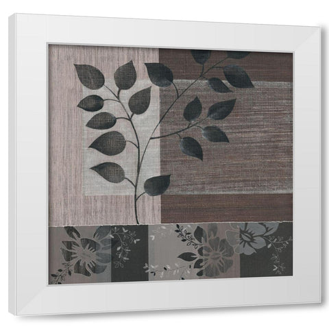 Metallic Leaves III White Modern Wood Framed Art Print by Jugeat