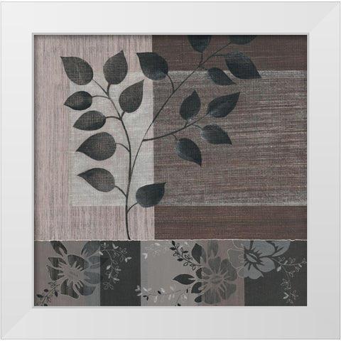 Metallic Leaves III White Modern Wood Framed Art Print by Jugeat