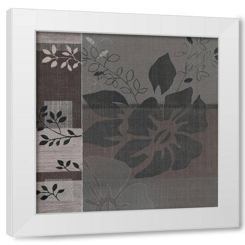 Metallic Leaves IV White Modern Wood Framed Art Print by Jugeat