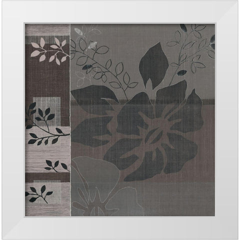Metallic Leaves IV White Modern Wood Framed Art Print by Jugeat