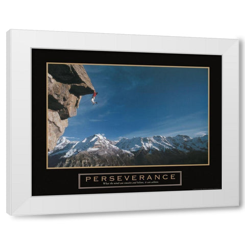 Perseverance - Cliffhanger White Modern Wood Framed Art Print by Frontline