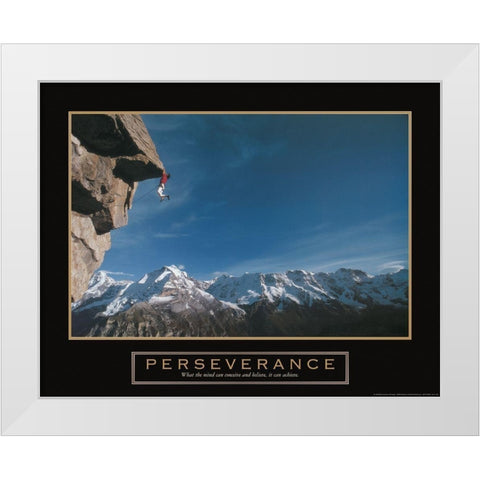 Perseverance - Cliffhanger White Modern Wood Framed Art Print by Frontline