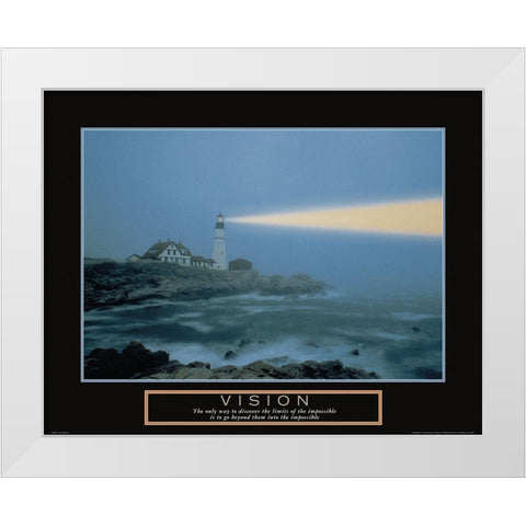 Vision - Lighthouse White Modern Wood Framed Art Print by Frontline
