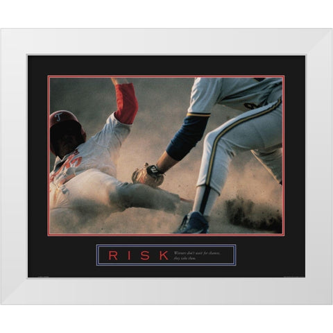 Risk - Baseball White Modern Wood Framed Art Print by Frontline