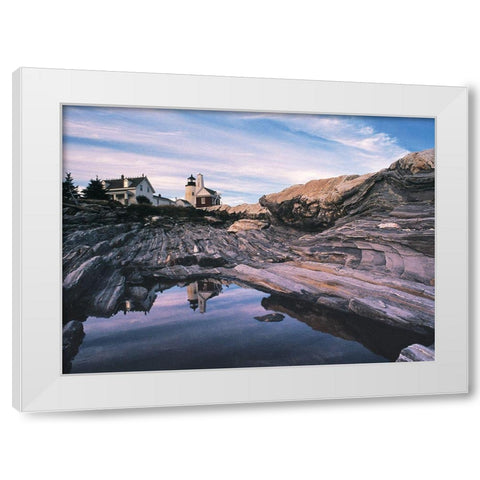 Lighthouse Reflections White Modern Wood Framed Art Print by Unknown