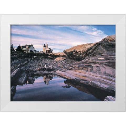 Lighthouse Reflections White Modern Wood Framed Art Print by Unknown