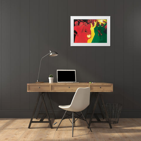 Thythm White Modern Wood Framed Art Print by Unknown