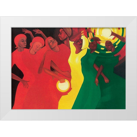 Thythm White Modern Wood Framed Art Print by Unknown