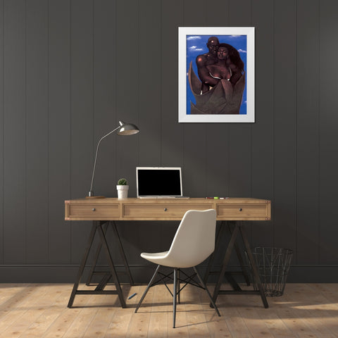 Embrace White Modern Wood Framed Art Print by Unknown