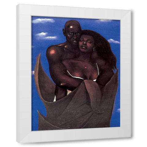 Embrace White Modern Wood Framed Art Print by Unknown