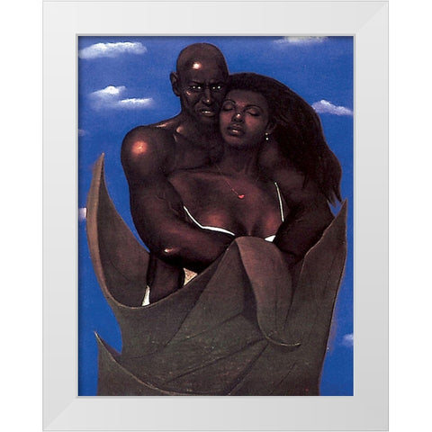 Embrace White Modern Wood Framed Art Print by Unknown