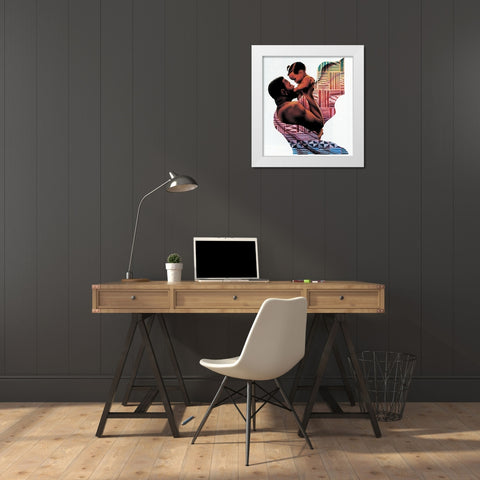 Family Man White Modern Wood Framed Art Print by Unknown