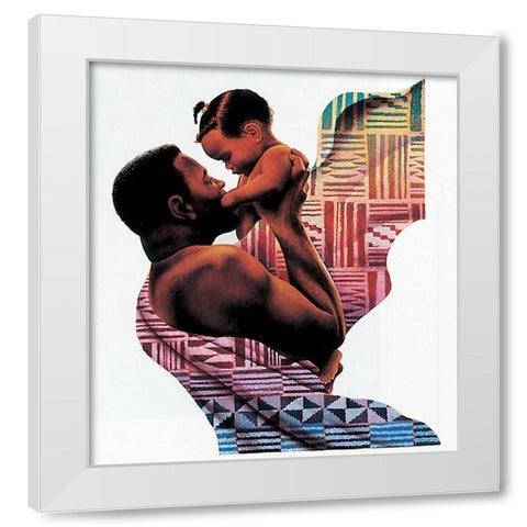 Family Man White Modern Wood Framed Art Print by Unknown
