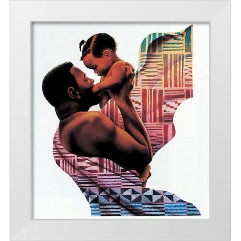 Family Man White Modern Wood Framed Art Print by Unknown