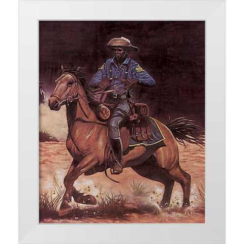 Buffalo Soldier White Modern Wood Framed Art Print by Unknown