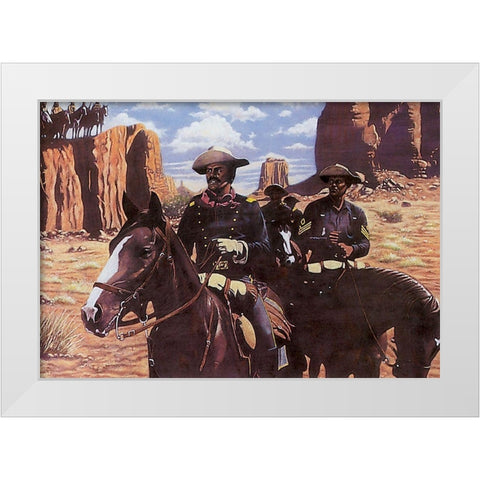 Buffalo Soldiers White Modern Wood Framed Art Print by Unknown