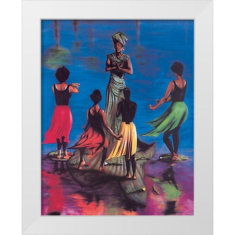 Dance Lesson White Modern Wood Framed Art Print by Unknown