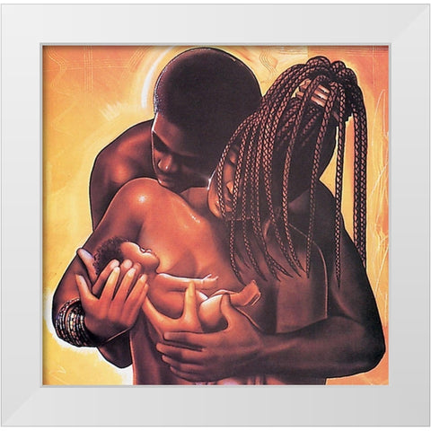 Feeding Baby White Modern Wood Framed Art Print by Unknown