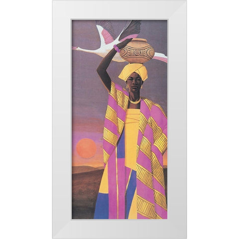Woman and Vase White Modern Wood Framed Art Print by Unknown