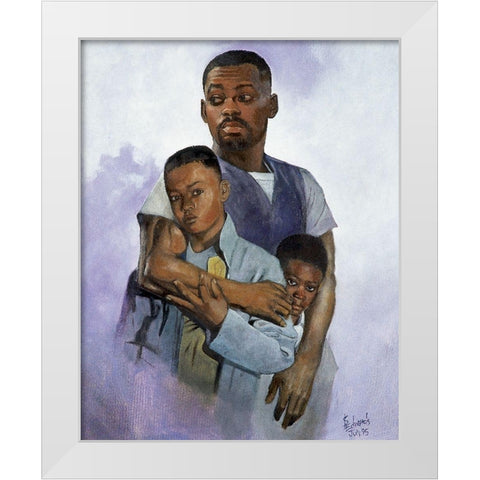 Father and Sons White Modern Wood Framed Art Print by Unknown