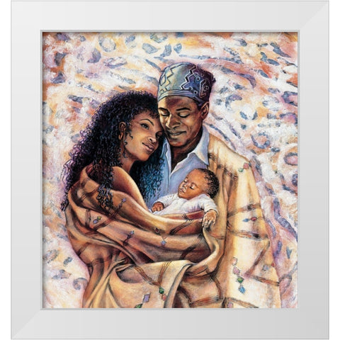 Happy Family White Modern Wood Framed Art Print by Unknown