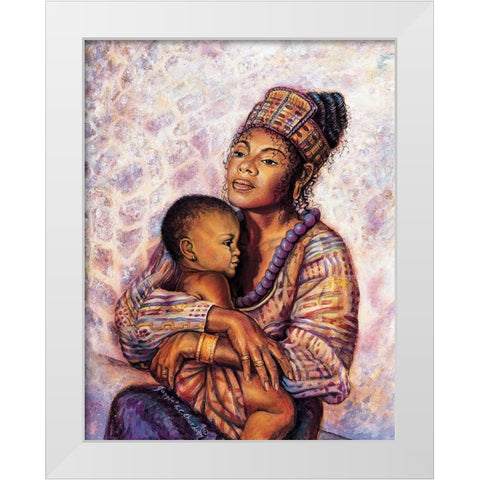 Mother and Child White Modern Wood Framed Art Print by Unknown