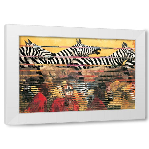 Zebras Extreme White Modern Wood Framed Art Print by Unknown