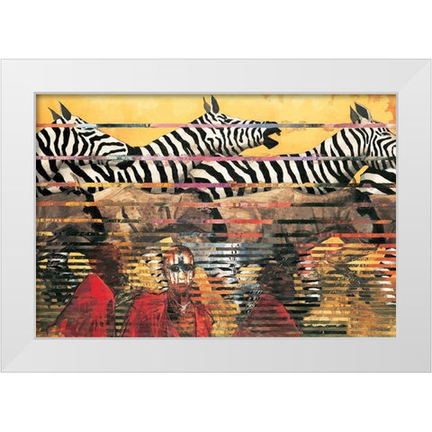 Zebras Extreme White Modern Wood Framed Art Print by Unknown